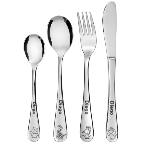 Personalisierter Kinderbesteck-Koffer Savanne mit Foto Personalisierter Kinderbesteck-Koffer Savanne mit Foto