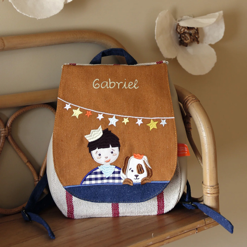 Personalisierter Rucksack mit Kind und Hund