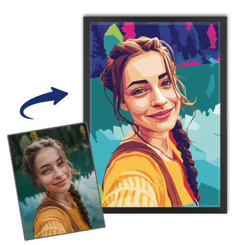 Porträt im Pop-Art-Stil WPAP basierend auf einem Foto