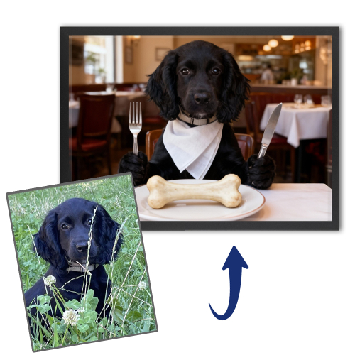 Porträt von wohlerzogenen Tieren nach einem Foto Porträt von wohlerzogenen Tieren nach einem Foto