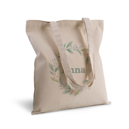 Tragetasche Deluxe bedruckt mit Blumenrahmen