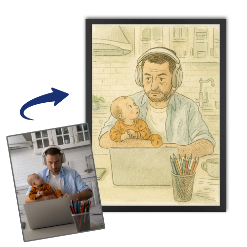 Karikatur im New-York-Cartoon-Stil nach einem Foto