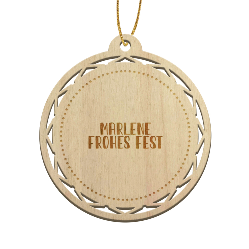 Weihnachtskugel aus Holz mit Verzierung