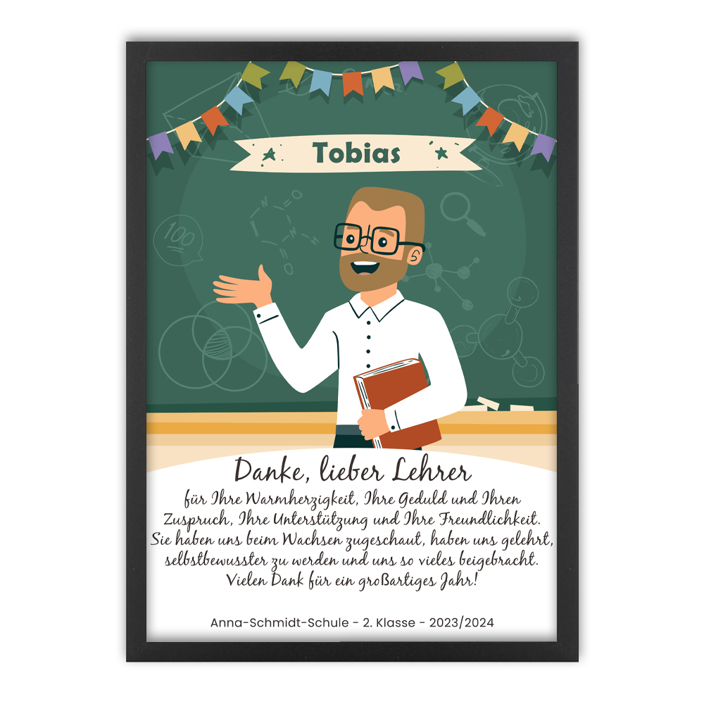 Eingerahmtes Poster "Danke lieber Lehrer" oder "Danke liebe Lehrerin