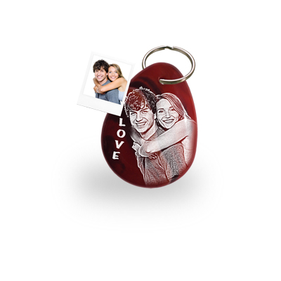 Schlsselanhnger Achat Rot mit Fotogravur