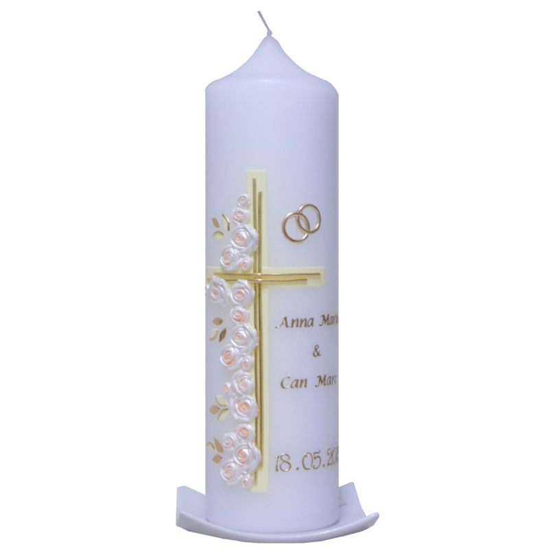 Hochzeitskerze Kreuz mit Rosen, ein persönliches Geschenk als Unikat ... Hochzeitskerze Kreuz mit Rosen, ein persönliches Geschenk als Unikat ...