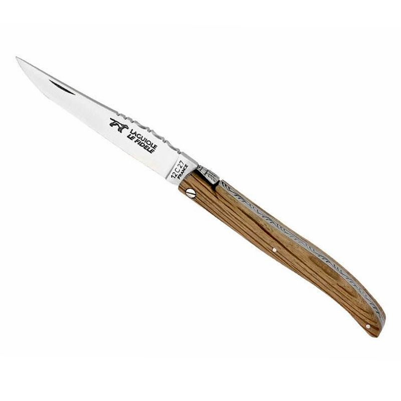 Messer Laguiole Le Fid�le aus graviertem Eichenholz
