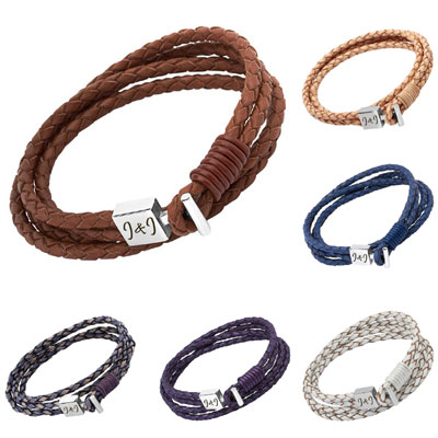 Armband Leder doppelt mit Gravur - 9093 Armband Leder doppelt mit Gravur - 9093
