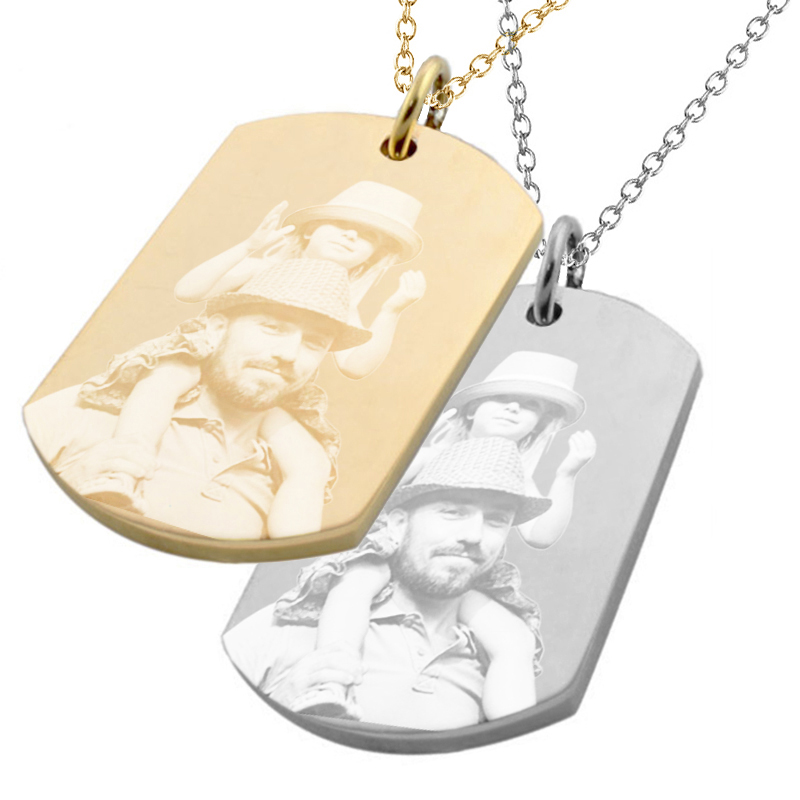 Dogtag Mit Fotogravur Rechteckig Edelstahlanhanger Mit Gravur Geschenkegarten