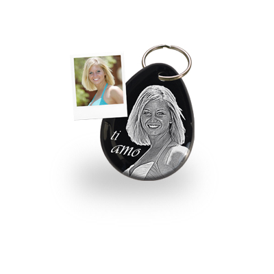 Schlsselanhnger Achat Schwarz mit Fotogravur
