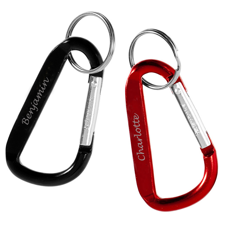 mit Karabiner Farbe schwarz Schlüsselanhänger mit Gravur 