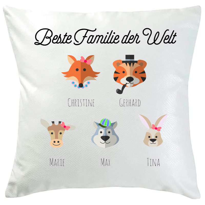Personalisiertes Kissen tierische Familie Personalisiertes Kissen tierische Familie