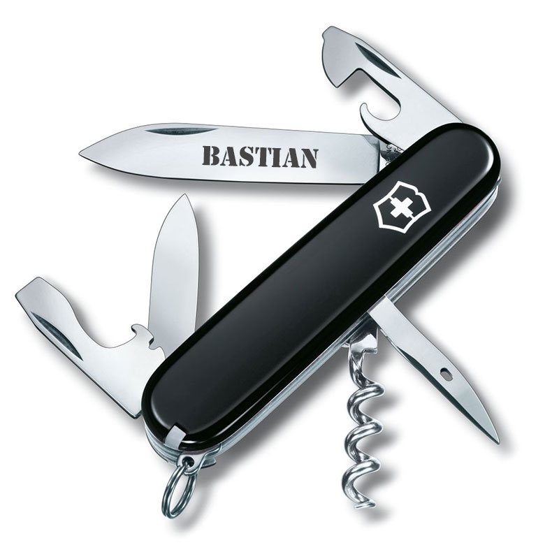 Schweizer Taschenmesser schwarz mit Name | Gravierte Messer