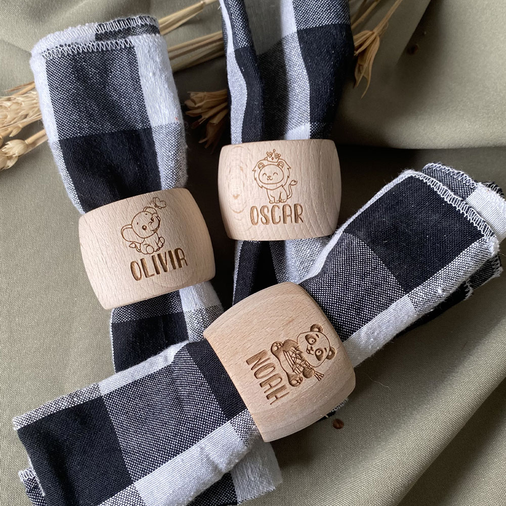 India House Serviettenringe Aus Holz - 6er Set Handgeschnitzt, Für Tischdeko & Dinnerpartys, 3,8cm