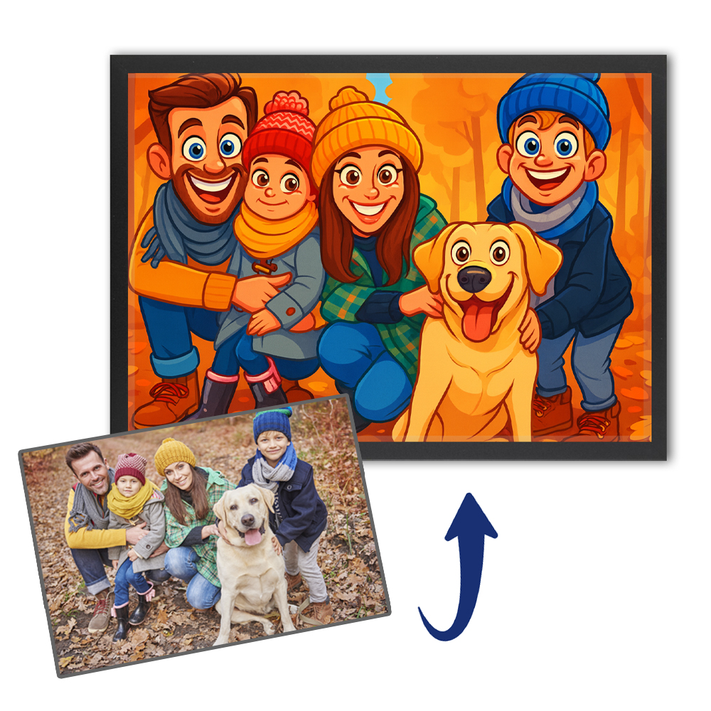 Humoristische Karikatur nach einem Foto
