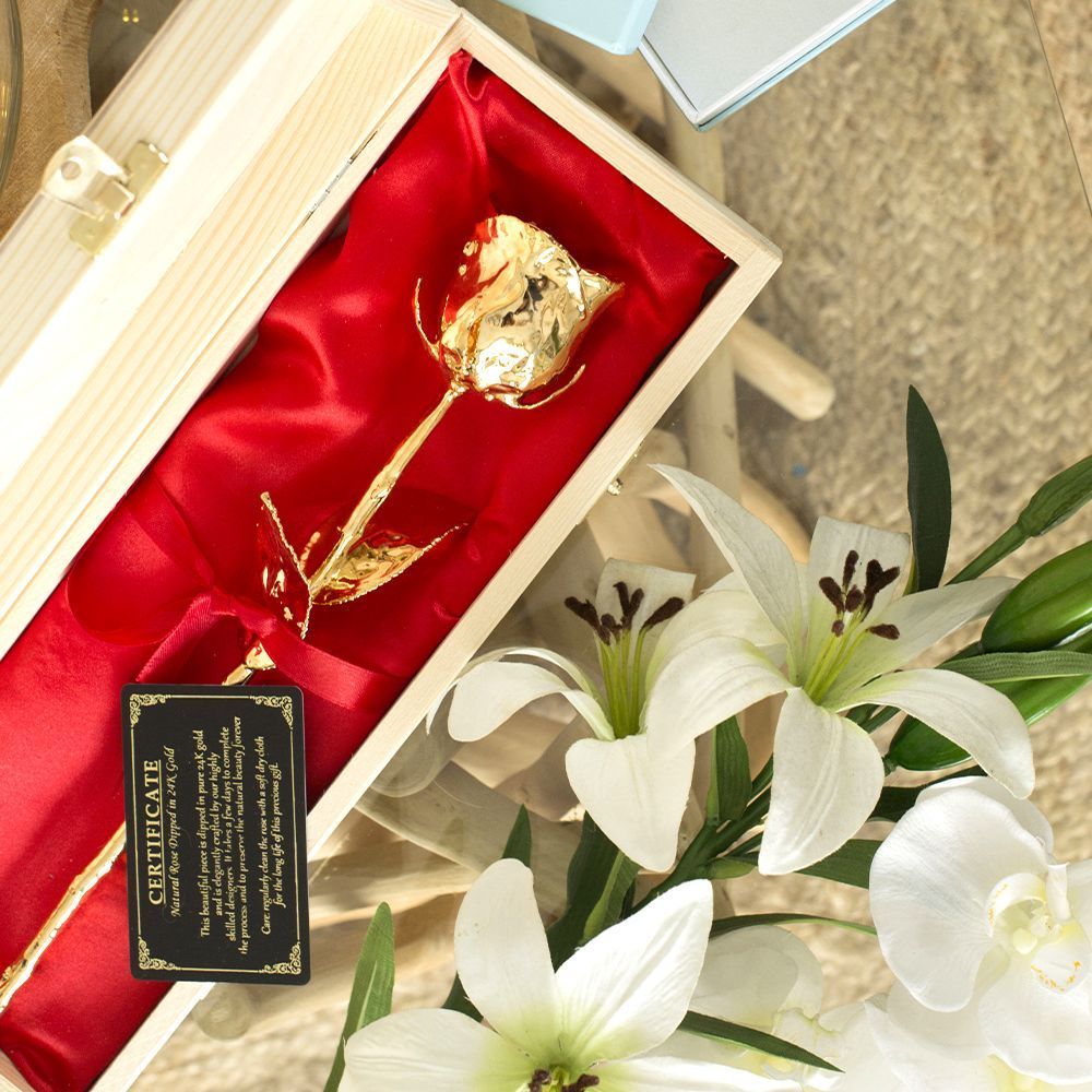 Goldene Gold Rose mit Gravur Valentinstag Hochzeitsgeschenk LUXUS LOVE Geschenk 