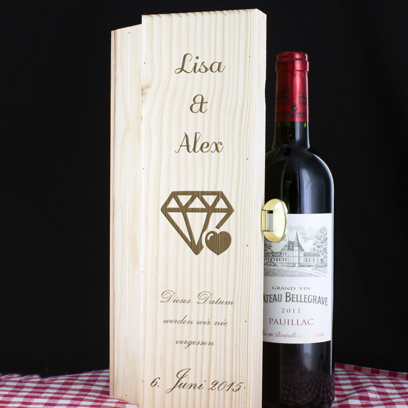 Weinkiste zur Hochzeit mit Gravur Personalisierter Wein